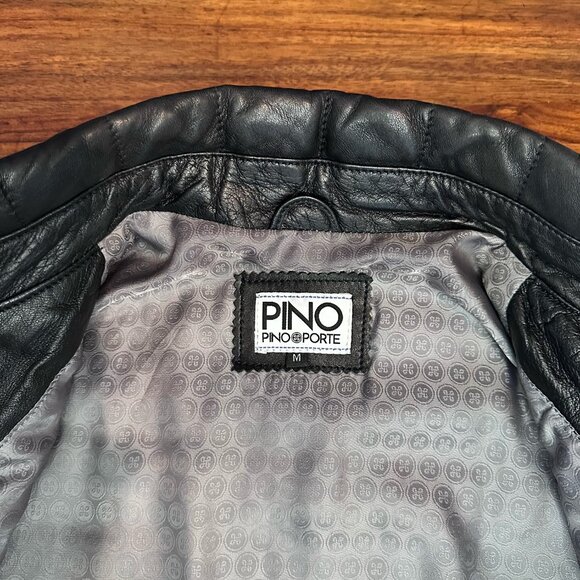 Quilted 100% Lambskin Black Leather Moto Jacket by: PINOPORTE, Men Size Medium - Picture 4 of 6